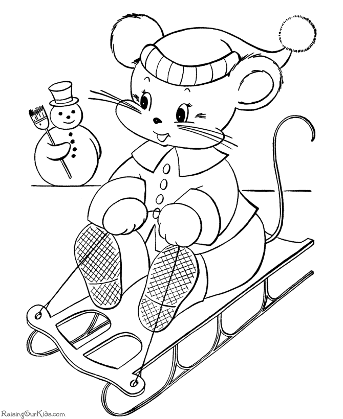 Sledding fun! A free, printable coloring page