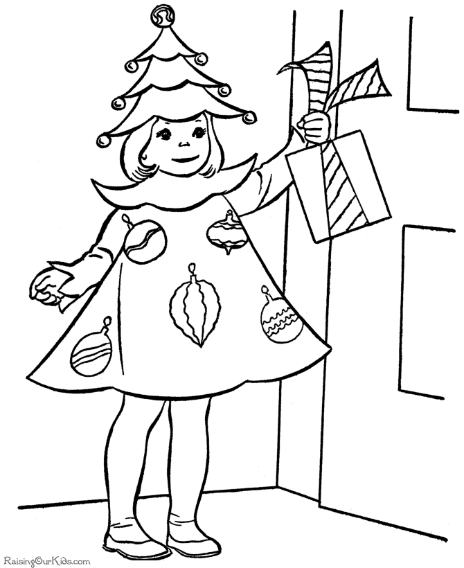Free kids printable Christmas coloring pages - Christmas Costume!