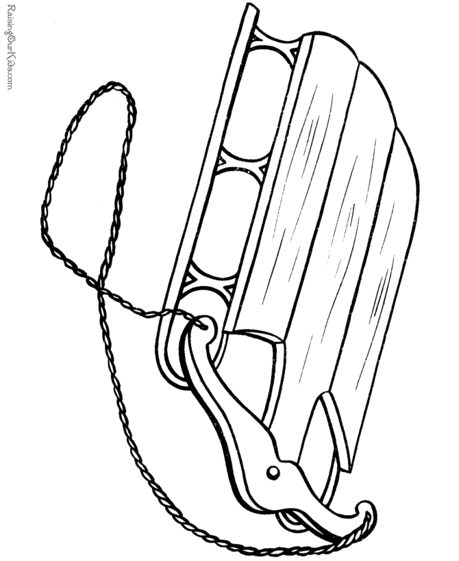 Free Printable Kids Christmas Coloring Pages - Sled!