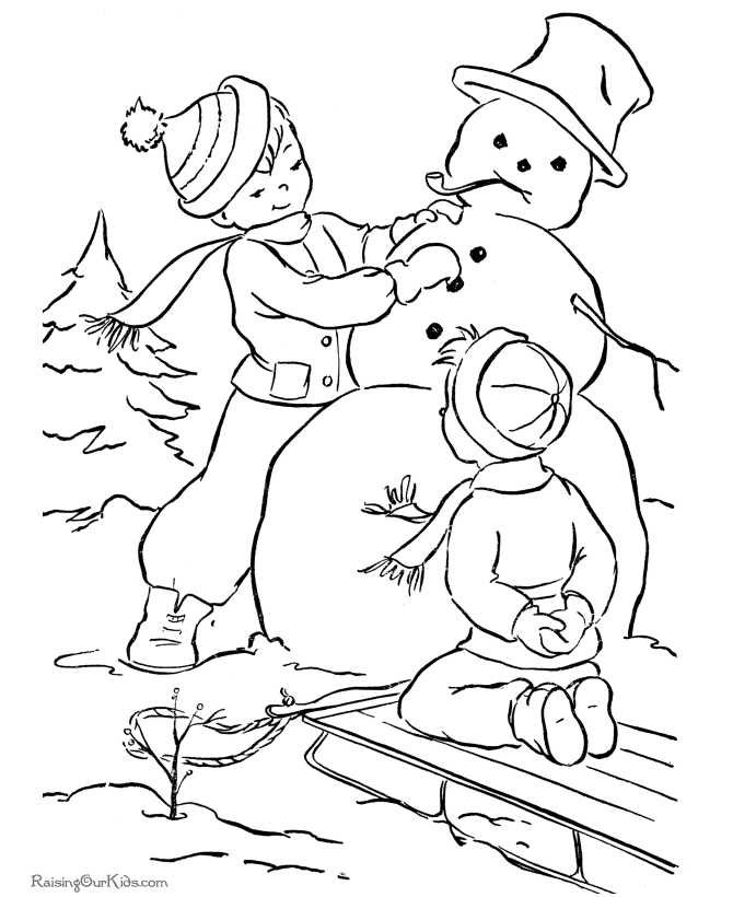 Printable Christmas coloring pages - Snowman!