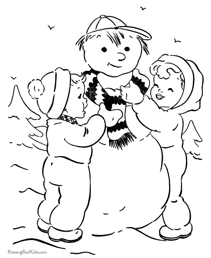 Printable Christmas coloring pages - Snowman!