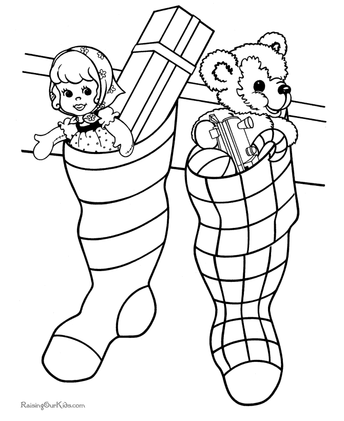 Printable Christmas stocking coloring pages!