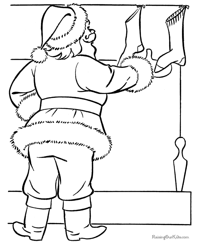Santa Christmas stocking coloring pages!