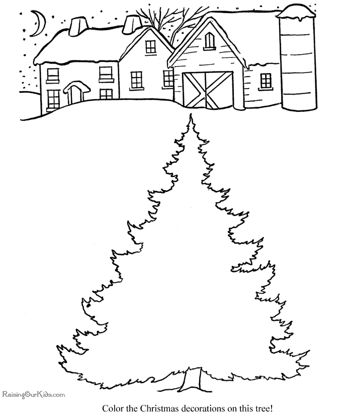 Kid's Free Printable Christmas Tree Coloring Page!