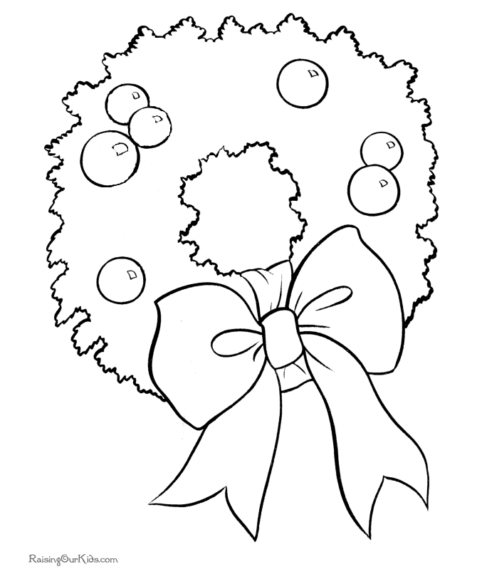 Kid's Free Printable Christmas Wreath Coloring Page!