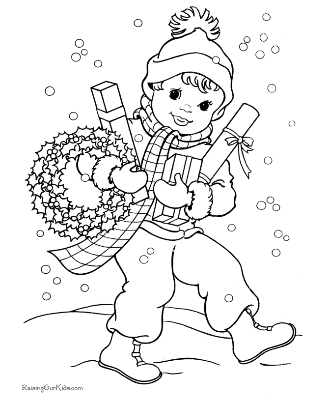 Hanging a wreath - Printable Christmas Coloring Pages!