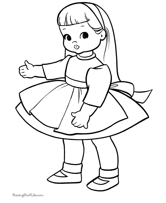 Free Printable Christmas Coloring Sheets of a Doll!